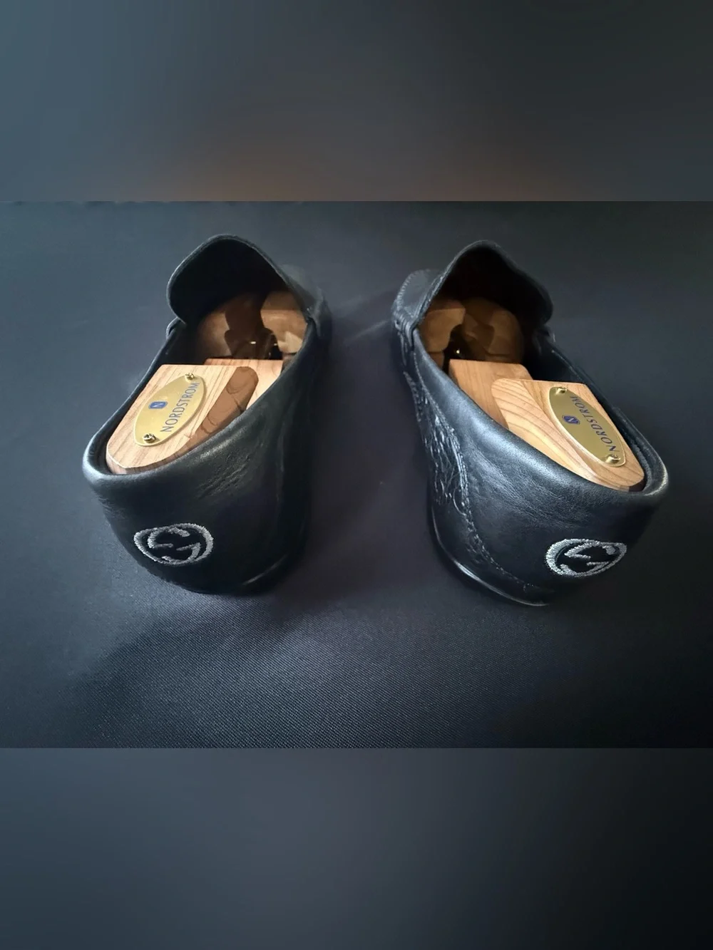 Gucci Guccissima Black Leather Penny Loafers Mens 12 G